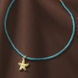 Altar'd State Turquoise Rope Necklace with Gold Starfish Charm